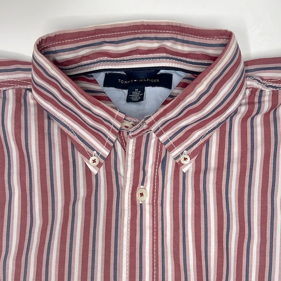 TOMMY HILFIGER stripe long sleeve mens button down shirt - Picture 1 of 6